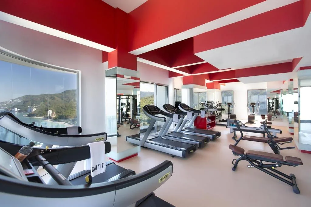 Fitness center with ocean views
